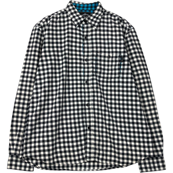 Stussy long-sleeved flannel check shirt, men's size L (approx.) cotton black type Vintage Second Hand