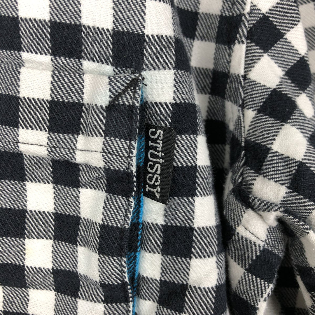 Stussy long-sleeved flannel check shirt, men's size L (approx.) cotton black type Vintage Second Hand