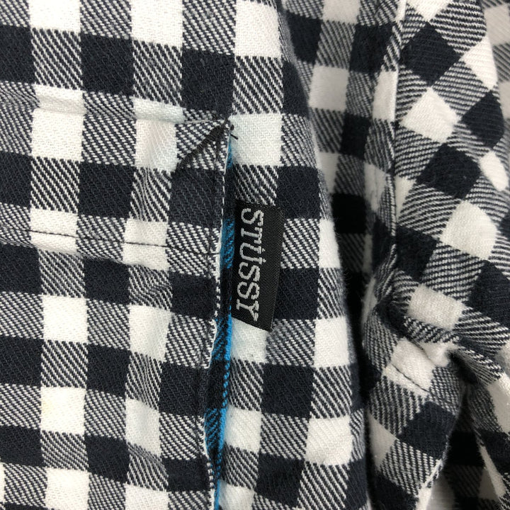 Stussy long-sleeved flannel check shirt, men's size L (approx.) cotton black type Vintage Second Hand