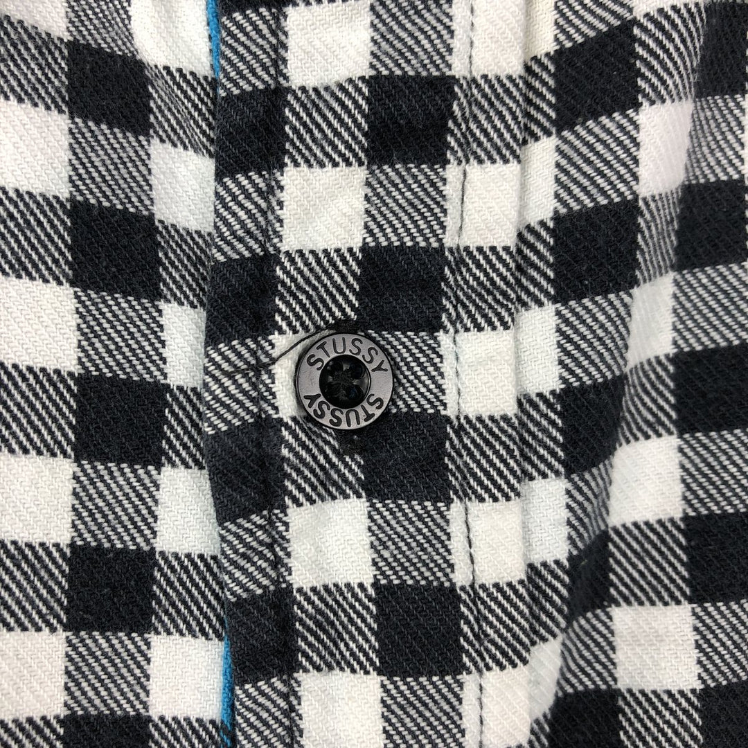Stussy long-sleeved flannel check shirt, men's size L (approx.) cotton black type Vintage Second Hand