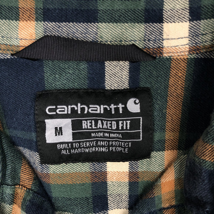 Carhartt Relaxed Fit Long-Sleeve Light Flannel Check Shirt, Men's Size M (approx.) cotton navy blue type Vintage Second Hand