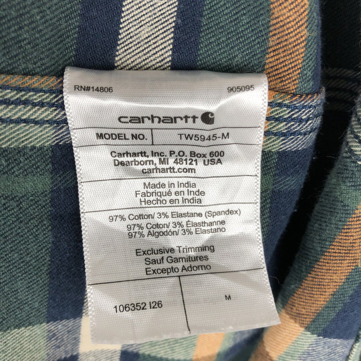 Carhartt Relaxed Fit Long-Sleeve Light Flannel Check Shirt, Men's Size M (approx.) cotton navy blue type Vintage Second Hand