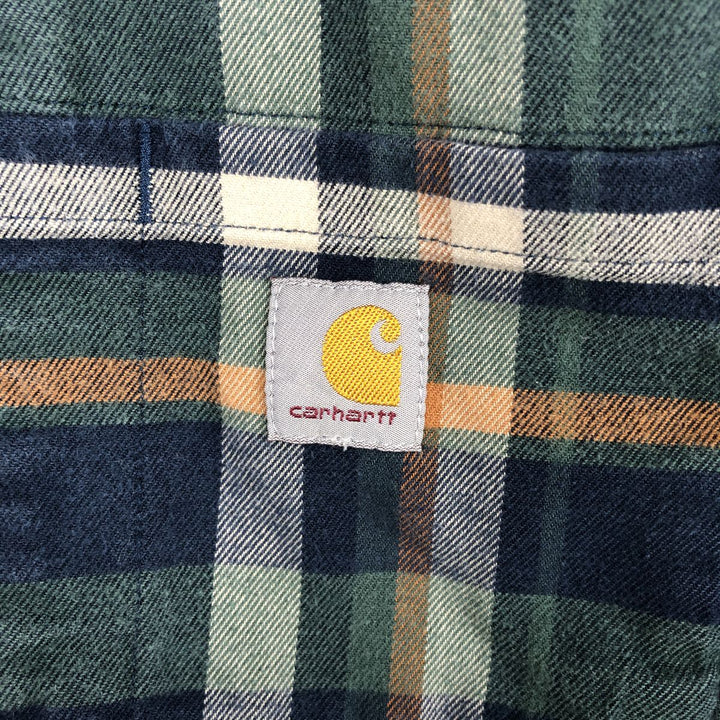 Carhartt Relaxed Fit Long-Sleeve Light Flannel Check Shirt, Men's Size M (approx.) cotton navy blue type Vintage Second Hand