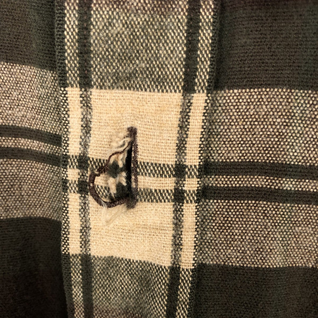 LLBean Long Sleeve Button Down Flannel Check Shirt, Men's Size L cotton Khaki type Vintage Second Hand