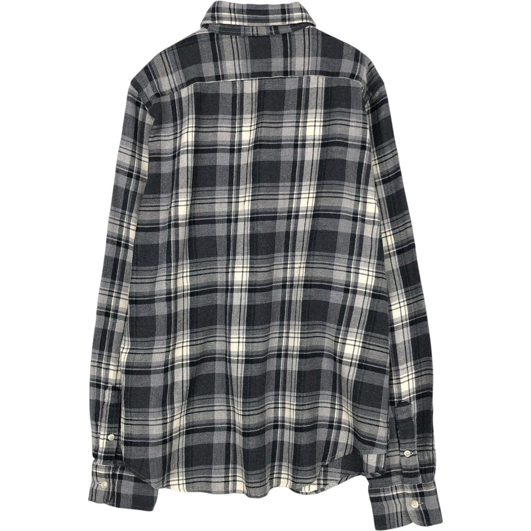 Ralph Lauren CLASSIC FIT Long-Sleeve Button-Down Light Flannel Check Shirt, Men's Size L (Equivalent), Thick Fabric cotton black type Vintage Second Hand