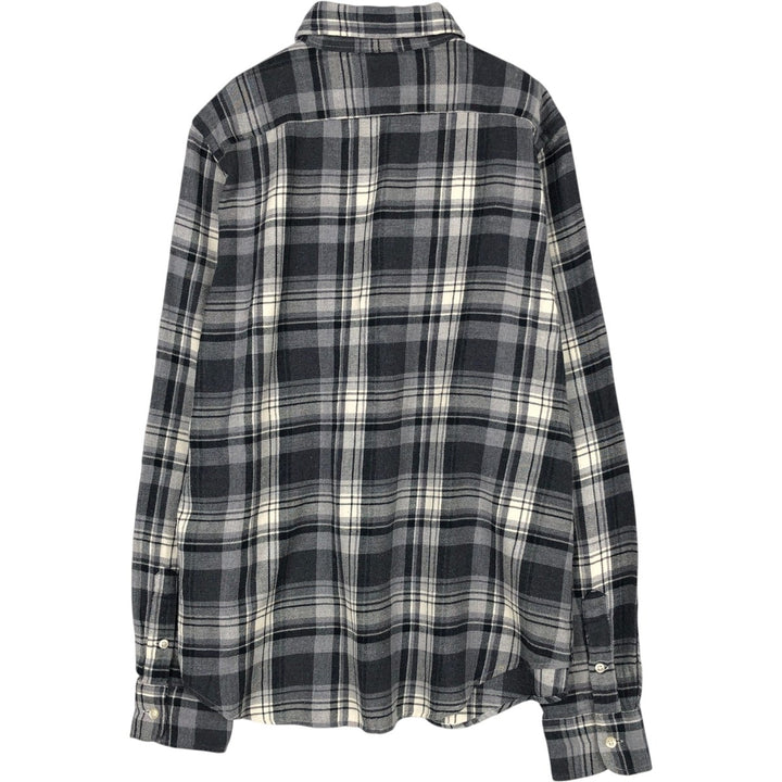 Ralph Lauren CLASSIC FIT Long-Sleeve Button-Down Light Flannel Check Shirt, Men's Size L (Equivalent), Thick Fabric cotton black type Vintage Second Hand