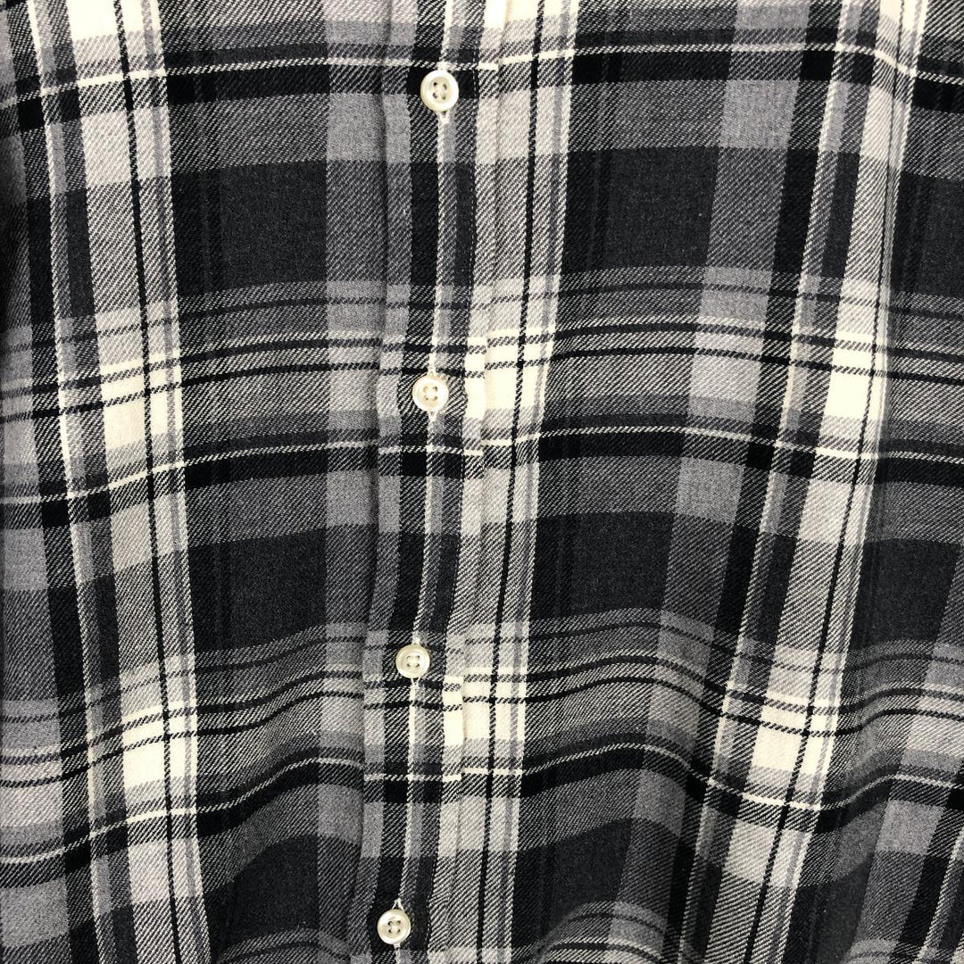 Ralph Lauren CLASSIC FIT Long-Sleeve Button-Down Light Flannel Check Shirt, Men's Size L (Equivalent), Thick Fabric cotton black type Vintage Second Hand