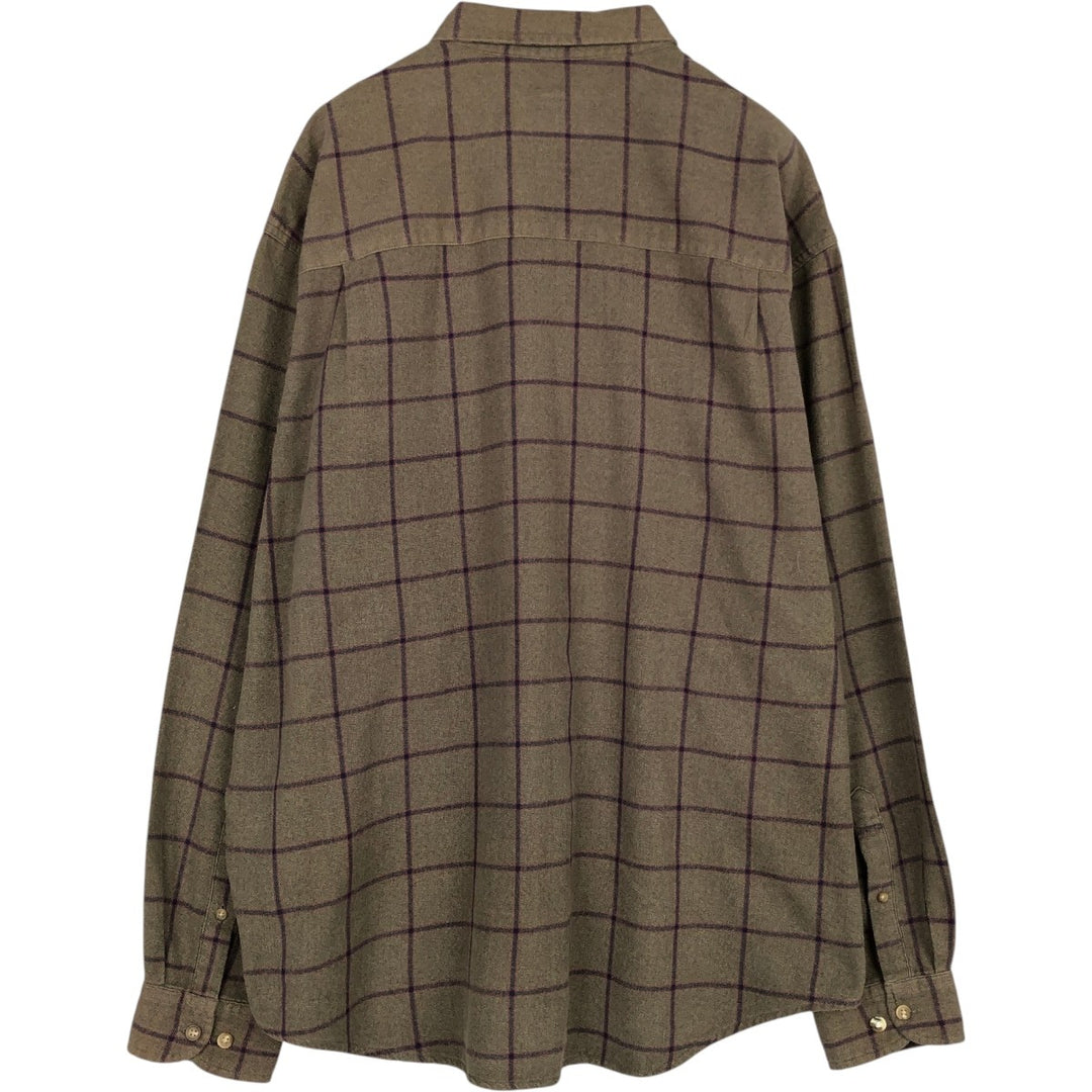 Eddie Bauer Long Sleeve Button-Down Light Flannel Check Shirt, Men's XL cotton Charcoal Vintage Second Hand