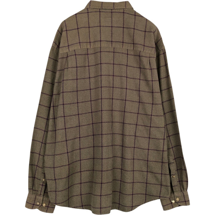 Eddie Bauer Long Sleeve Button-Down Light Flannel Check Shirt, Men's XL cotton Charcoal Vintage Second Hand