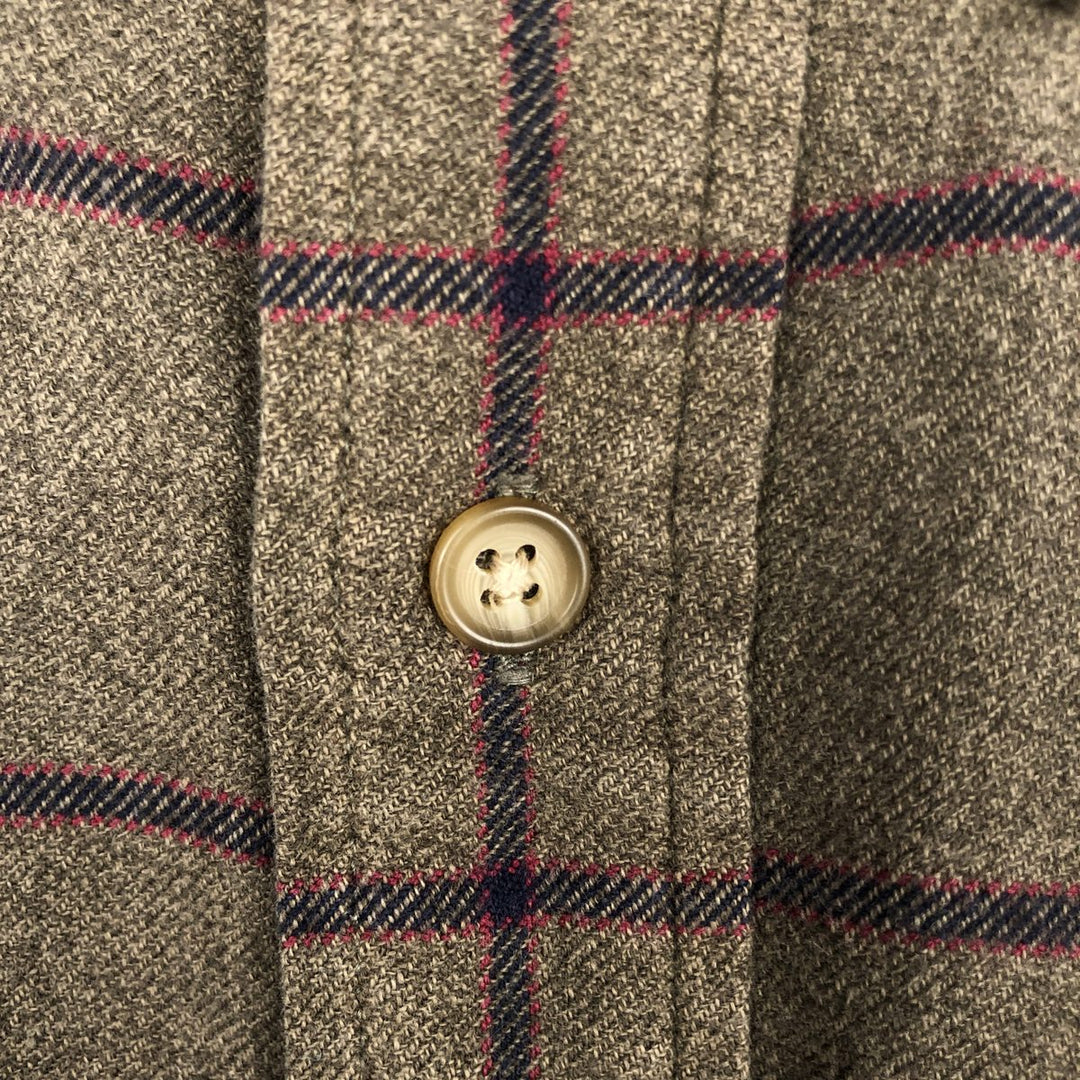 Eddie Bauer Long Sleeve Button-Down Light Flannel Check Shirt, Men's XL cotton Charcoal Vintage Second Hand
