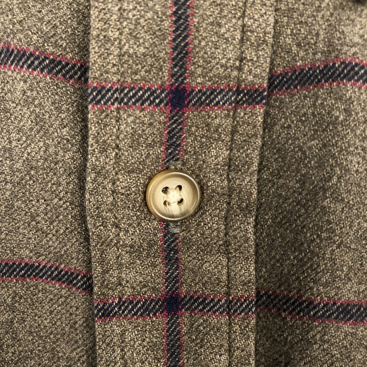 Eddie Bauer Long Sleeve Button-Down Light Flannel Check Shirt, Men's XL cotton Charcoal Vintage Second Hand