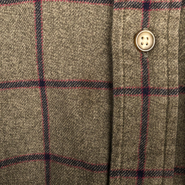 Eddie Bauer Long Sleeve Button-Down Light Flannel Check Shirt, Men's XL cotton Charcoal Vintage Second Hand