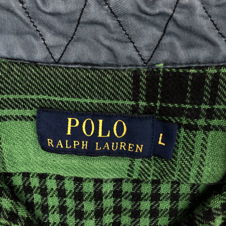 Ralph Lauren POLO RALPH LAUREN long-sleeved flannel check shirt, men's size L cotton green type Vintage Second Hand