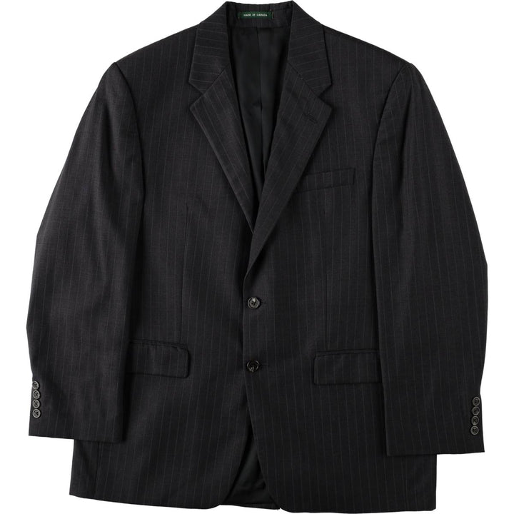 Ralph Lauren LAUREN Stripe Pattern Wool Tailored Jacket, Made in Canada, Men's Size XL (approx.) wool Charcoal Vintage Second Hand