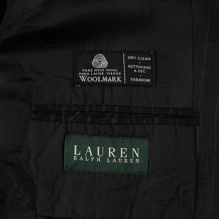 Ralph Lauren LAUREN Stripe Pattern Wool Tailored Jacket, Made in Canada, Men's Size XL (approx.) wool Charcoal Vintage Second Hand