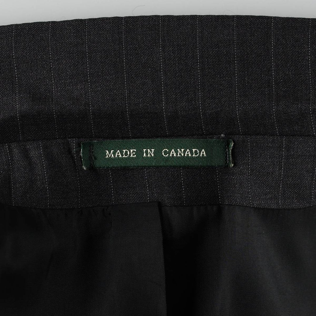 Ralph Lauren LAUREN Stripe Pattern Wool Tailored Jacket, Made in Canada, Men's Size XL (approx.) wool Charcoal Vintage Second Hand
