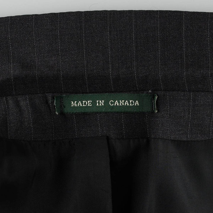 Ralph Lauren LAUREN Stripe Pattern Wool Tailored Jacket, Made in Canada, Men's Size XL (approx.) wool Charcoal Vintage Second Hand