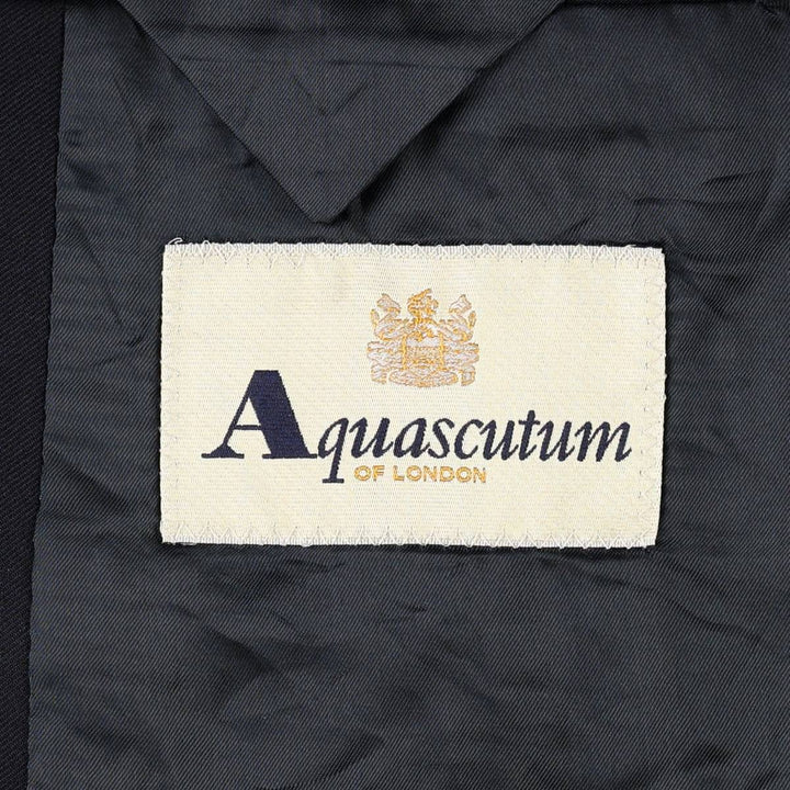 Aquascutum double-breasted peaked lapel navy blazer tailored jacket, men's size XXL equivalent. unclear navy blue type Vintage Second Hand