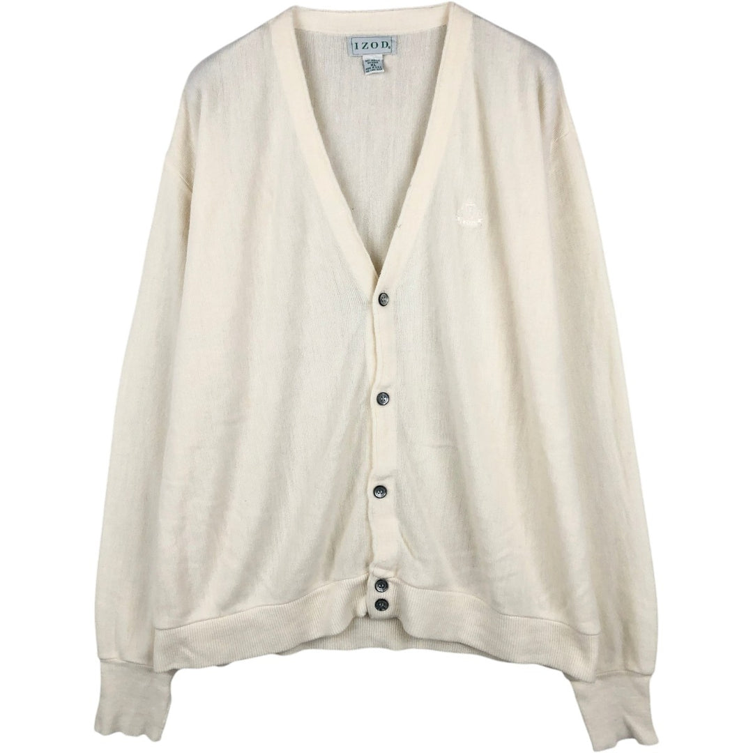 90'S IZOD acrylic knit cardigan, made in the USA, men's size XL, vintage acrylic white type Vintage Second Hand