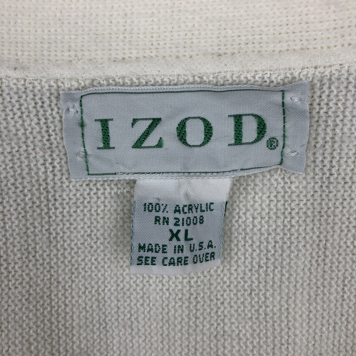 90'S IZOD acrylic knit cardigan, made in the USA, men's size XL, vintage acrylic white type Vintage Second Hand