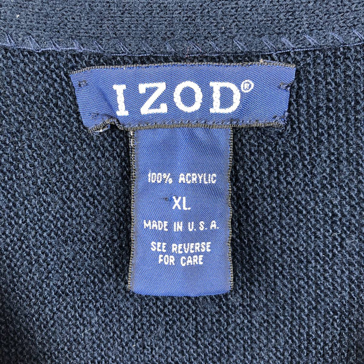 IZOD Acrylic Knit Cardigan, Made in USA, Men's XL acrylic navy blue type Vintage Second Hand