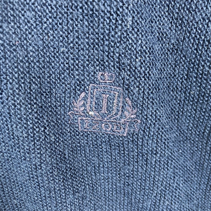 IZOD Acrylic Knit Cardigan, Made in USA, Men's XL acrylic navy blue type Vintage Second Hand
