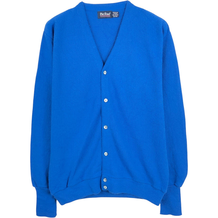 Par Four Acrylic Knit Cardigan, Made in USA, Men's Size L acrylic blue type Vintage Second Hand