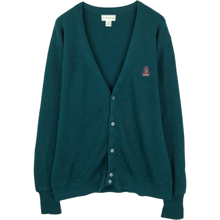 Vintage 90'S IZOD acrylic knit cardigan, men's size L acrylic green type Vintage Second Hand