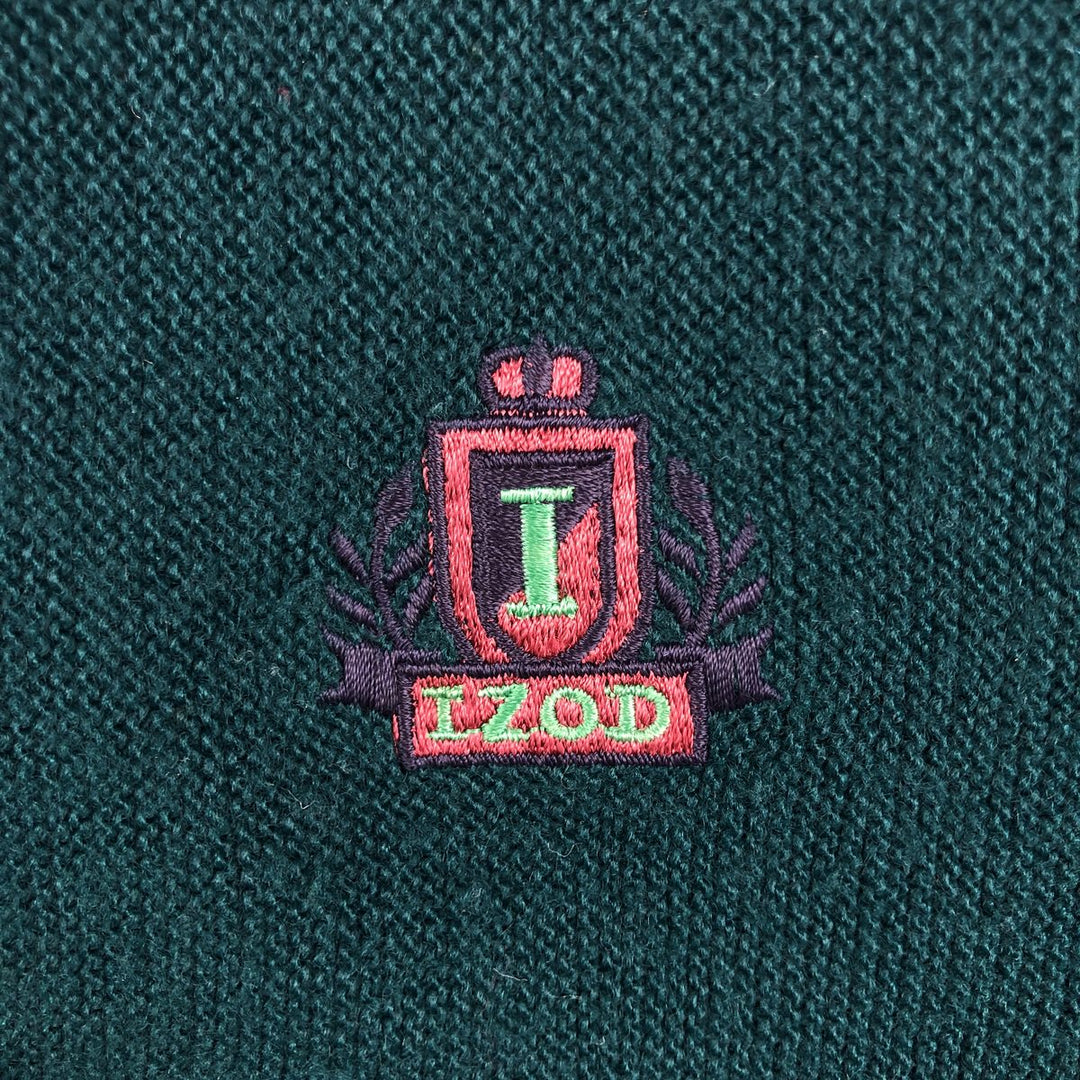 Vintage 90'S IZOD acrylic knit cardigan, men's size L acrylic green type Vintage Second Hand