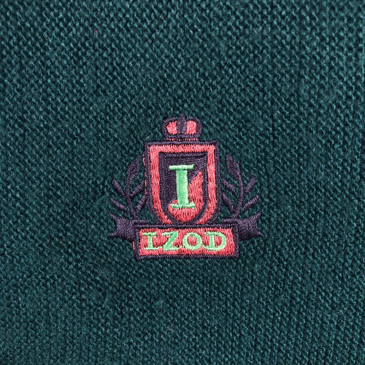 Vintage 90'S IZOD acrylic knit cardigan, men's size L acrylic green type Vintage Second Hand