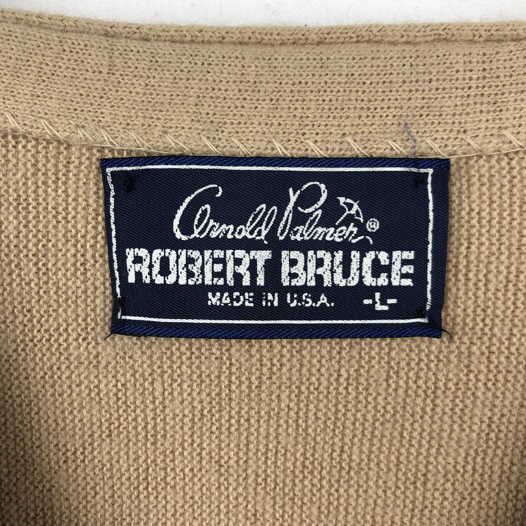 Robert Bruce knit cardigan, made in USA, men's size L equivalent. unclear Beige type Vintage Second Hand