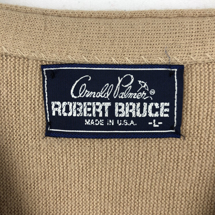 Robert Bruce knit cardigan, made in USA, men's size L equivalent. unclear Beige type Vintage Second Hand