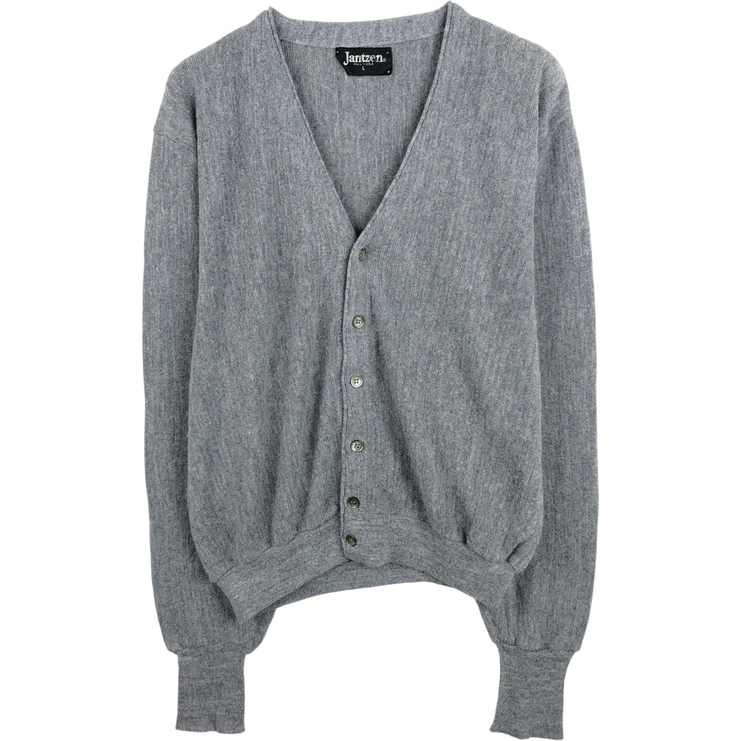 Vintage 1980'S Jantzen acrylic knit cardigan, made in the USA, size L, men's acrylic gray type Vintage Second Hand