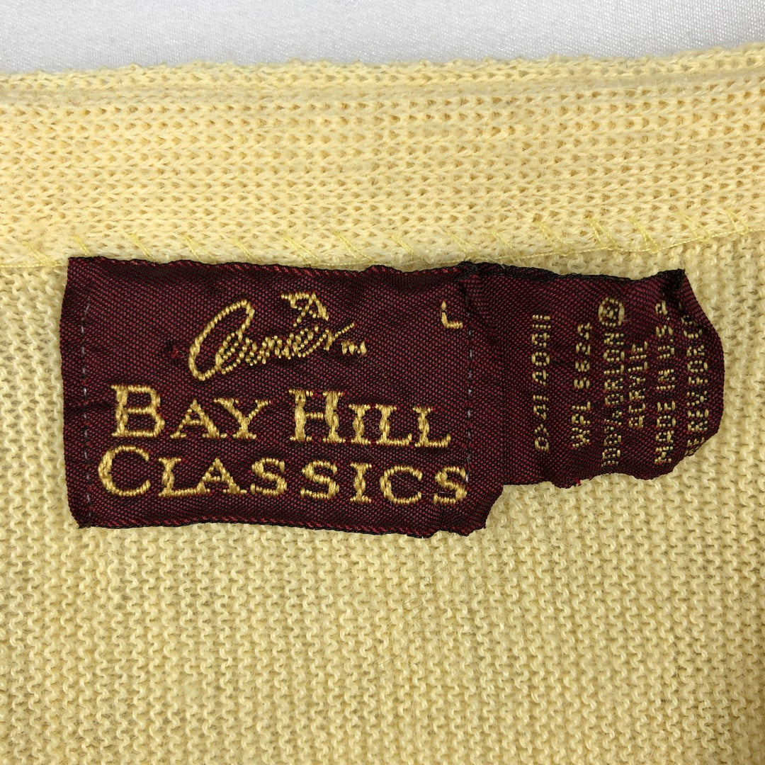 90'S Bay Hill Classics Acrylic Knit Cardigan, Made in USA, Men's Size L (approx.), Vintage acrylic yellow type Vintage Second Hand