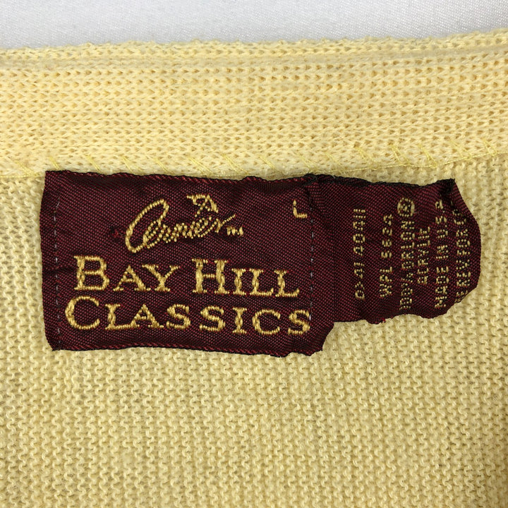 90'S Bay Hill Classics Acrylic Knit Cardigan, Made in USA, Men's Size L (approx.), Vintage acrylic yellow type Vintage Second Hand