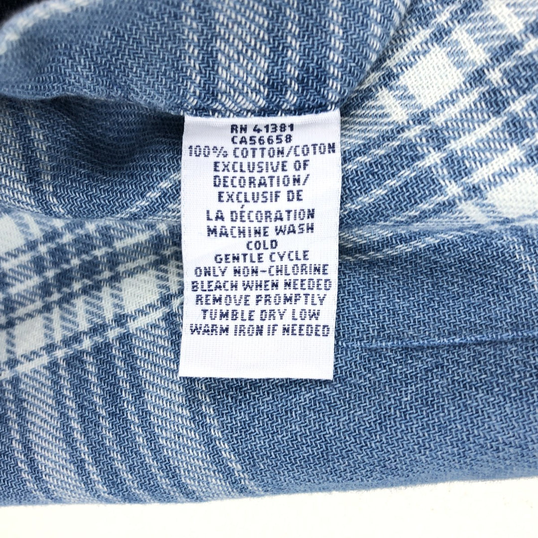 Ralph Lauren long-sleeved button-down light flannel check shirt, men's size M cotton Blue type light blue Vintage Second Hand