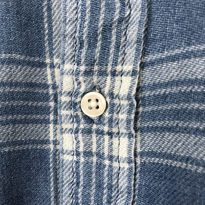 Ralph Lauren long-sleeved button-down light flannel check shirt, men's size M cotton Blue type light blue Vintage Second Hand
