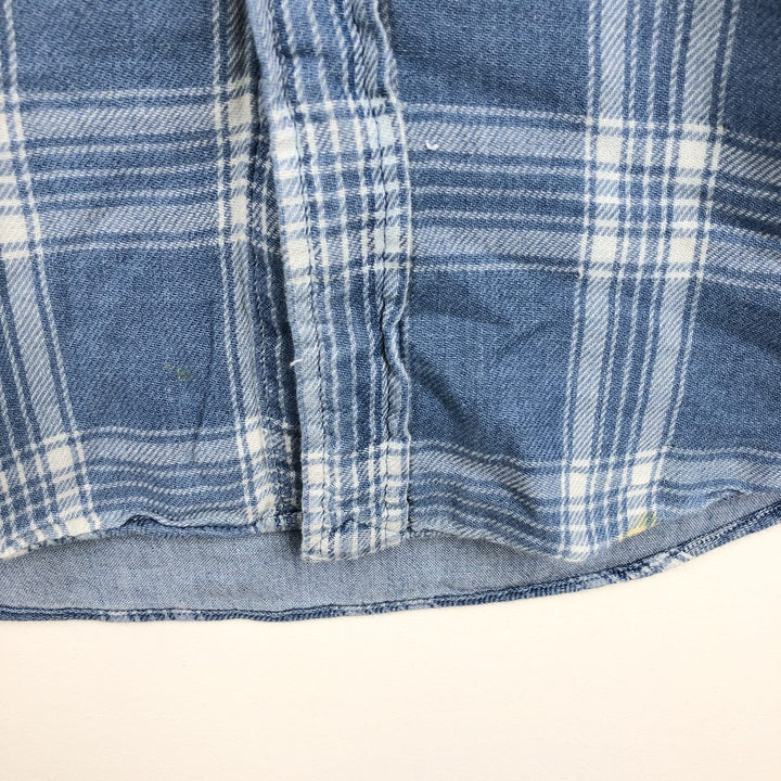 Ralph Lauren long-sleeved button-down light flannel check shirt, men's size M cotton Blue type light blue Vintage Second Hand