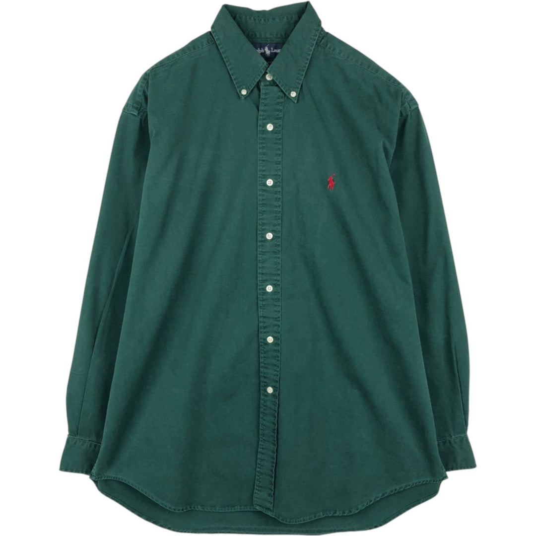 Ralph Lauren BLAKE long sleeve button down shirt, men's size L cotton Green type dark green Vintage Second Hand