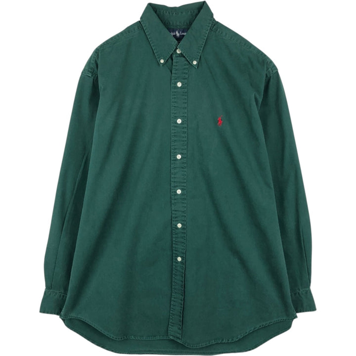 Ralph Lauren BLAKE long sleeve button down shirt, men's size L cotton Green type dark green Vintage Second Hand