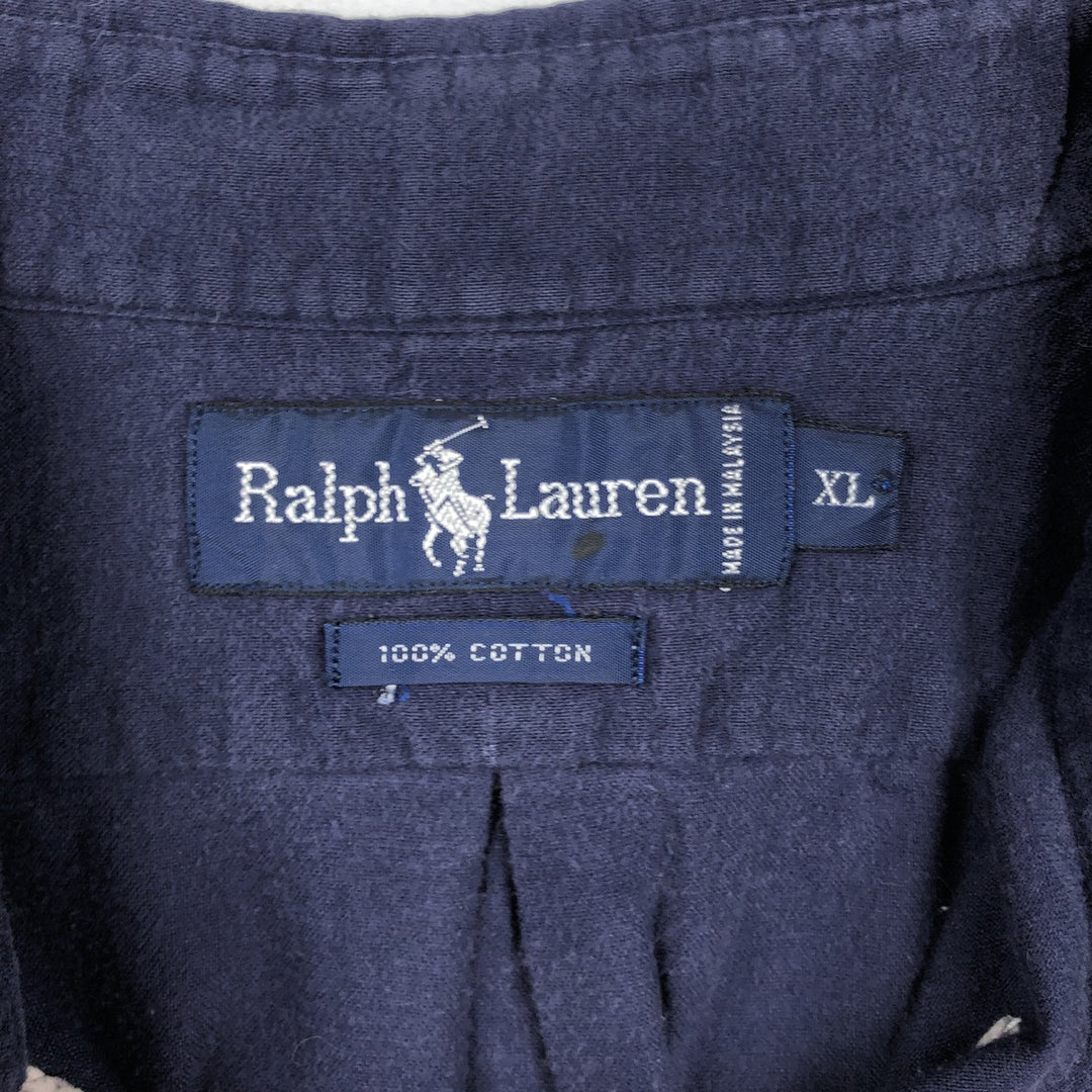 Ralph Lauren long sleeve button down shirt, men's XL size cotton Navy blue Vintage Second Hand