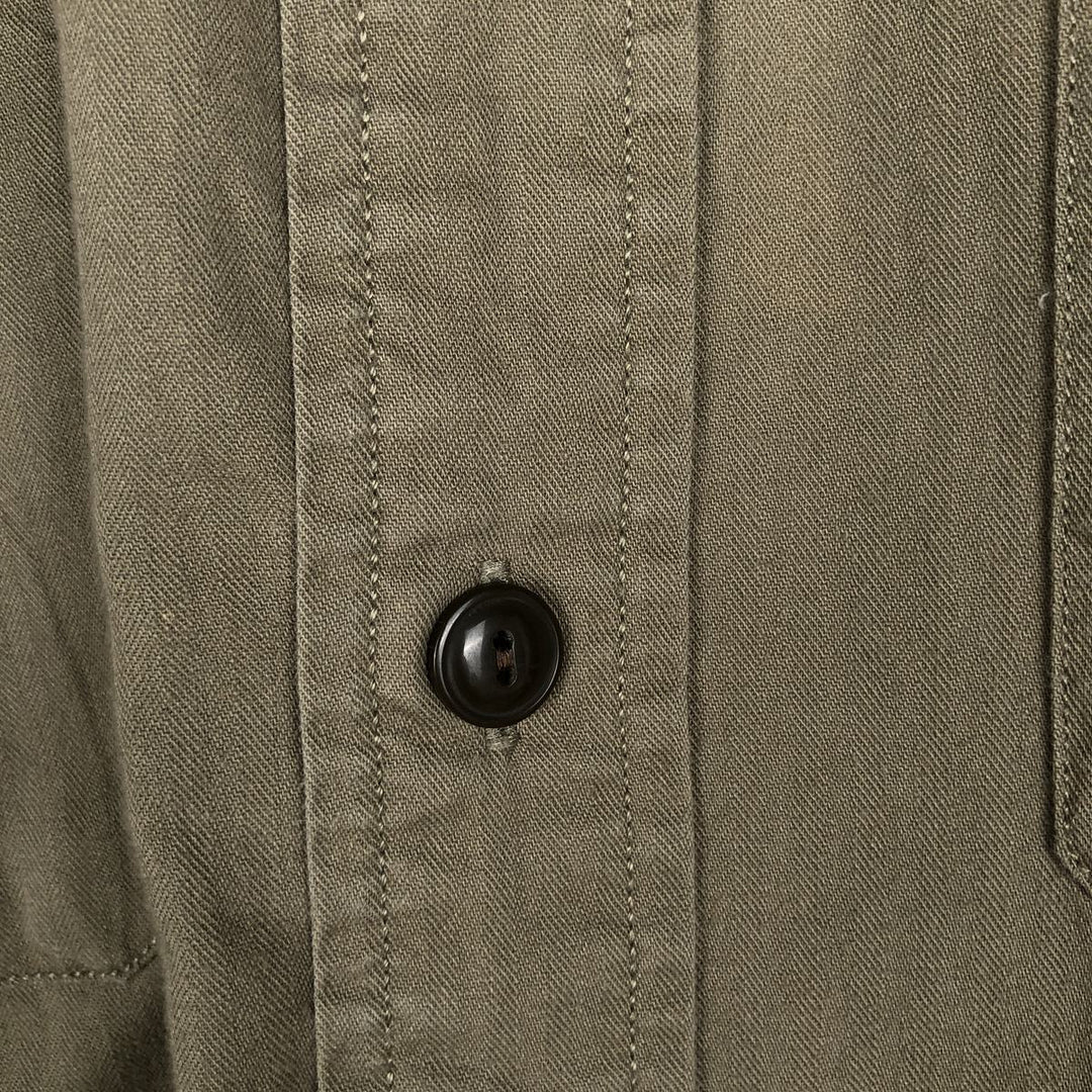 Ralph Lauren POLO SPORT herringbone long-sleeved cotton shirt, men's size S (approx.) cotton Khaki type Vintage Second Hand