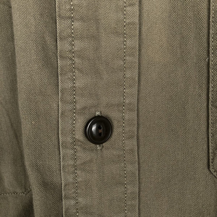 Ralph Lauren POLO SPORT herringbone long-sleeved cotton shirt, men's size S (approx.) cotton Khaki type Vintage Second Hand