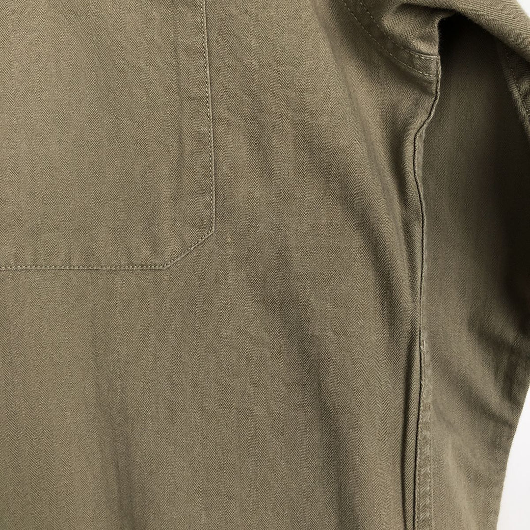 Ralph Lauren POLO SPORT herringbone long-sleeved cotton shirt, men's size S (approx.) cotton Khaki type Vintage Second Hand