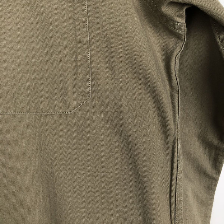 Ralph Lauren POLO SPORT herringbone long-sleeved cotton shirt, men's size S (approx.) cotton Khaki type Vintage Second Hand