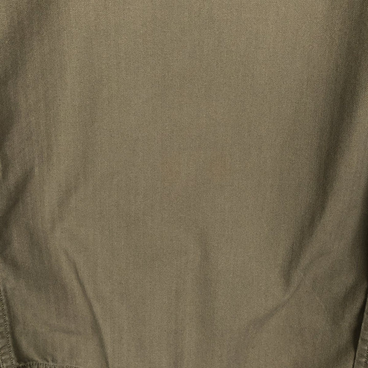 Ralph Lauren POLO SPORT herringbone long-sleeved cotton shirt, men's size S (approx.) cotton Khaki type Vintage Second Hand