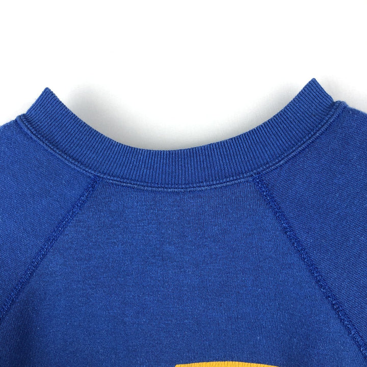 Printed sweatshirt, made in USA, women's size L equivalent. unclear blue type Vintage Second Hand