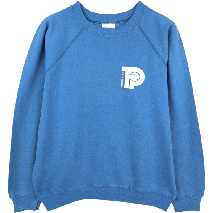 Vintage 1980'S Hanes blue tag print sweatshirt, made in the USA, size M, men's cotton blue type Vintage Second Hand