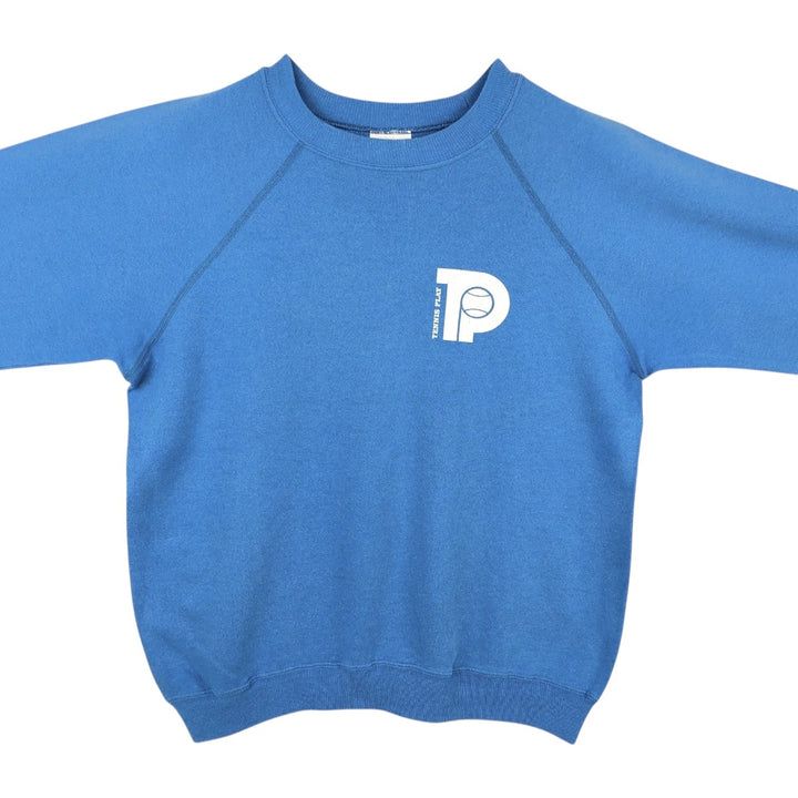 Vintage 1980'S Hanes blue tag print sweatshirt, made in the USA, size M, men's cotton blue type Vintage Second Hand