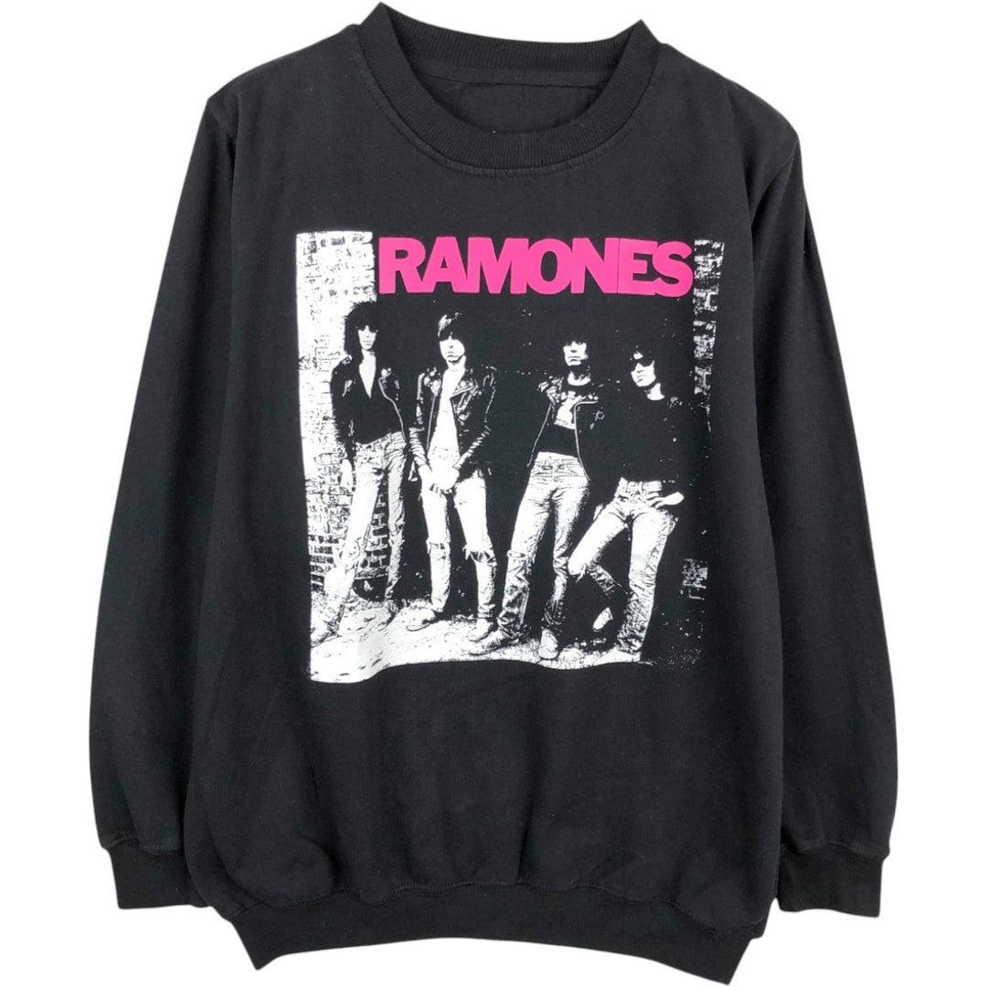 RAMONES band sweatshirt/trainer, women's size XXL equivalent. cotton black type Vintage Second Hand